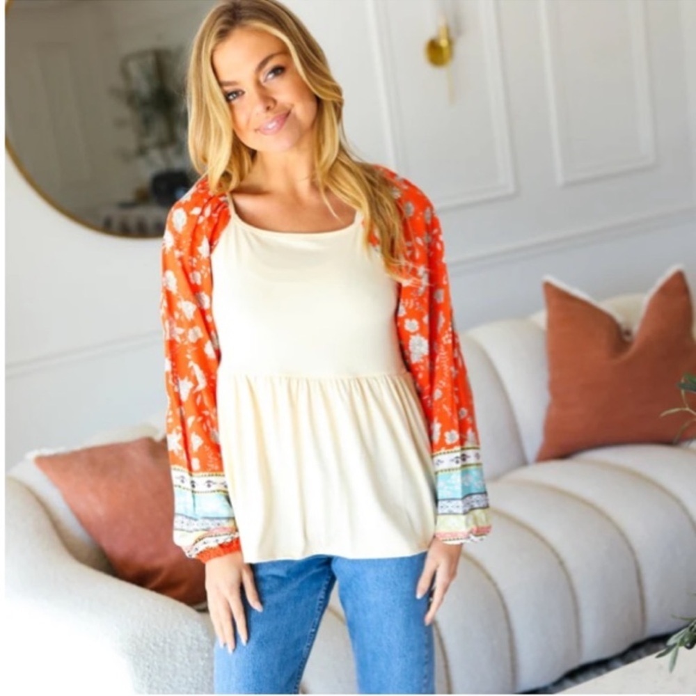 Haptics Long Sleeve Babydoll Top Size Large